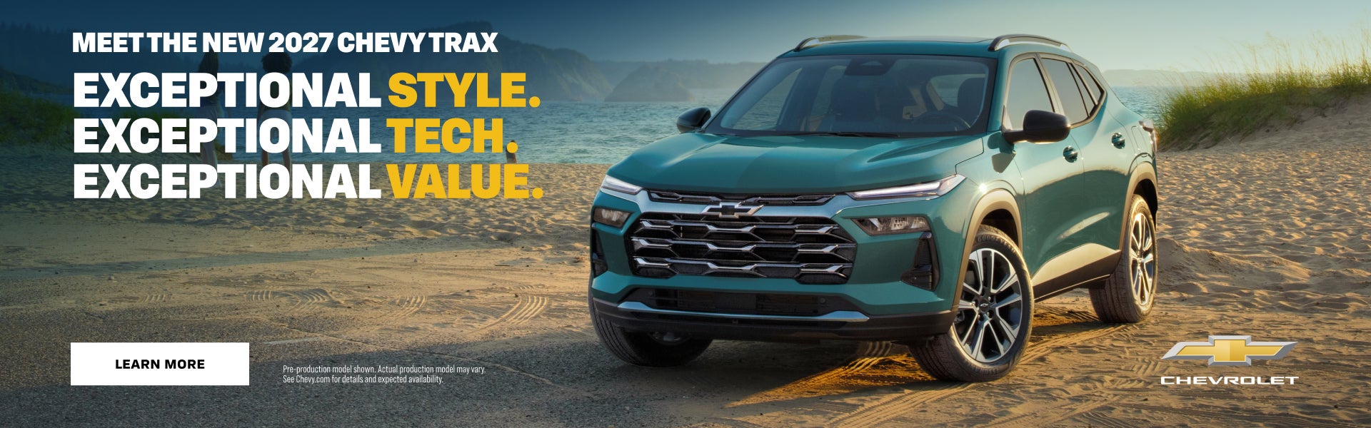 Meet the new 2027 Chevy Trax, Exceptional style. Exceptional tech. Exceptional Value.